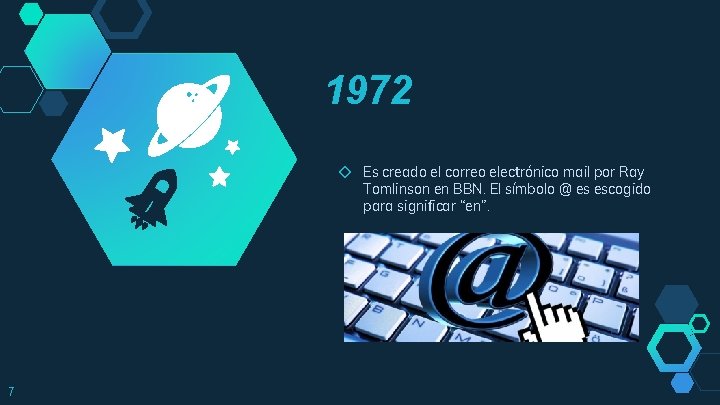 1972 ◇ Es creado el correo electrónico mail por Ray Tomlinson en BBN. El