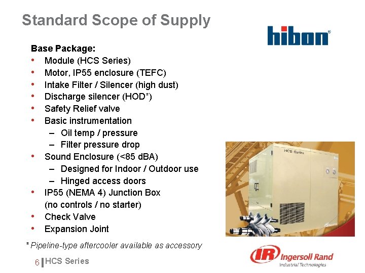 Standard Scope of Supply Base Package: • Module (HCS Series) • Motor, IP 55