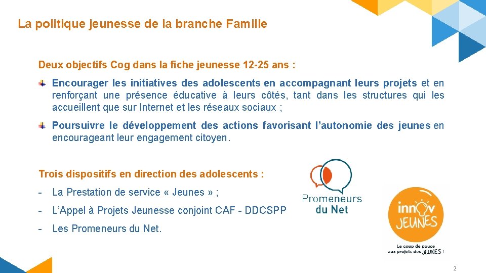La politique jeunesse de la branche Famille Deux objectifs Cog dans la fiche jeunesse La politique jeunesse de la branche Famille Deux objectifs Cog dans la fiche jeunesse