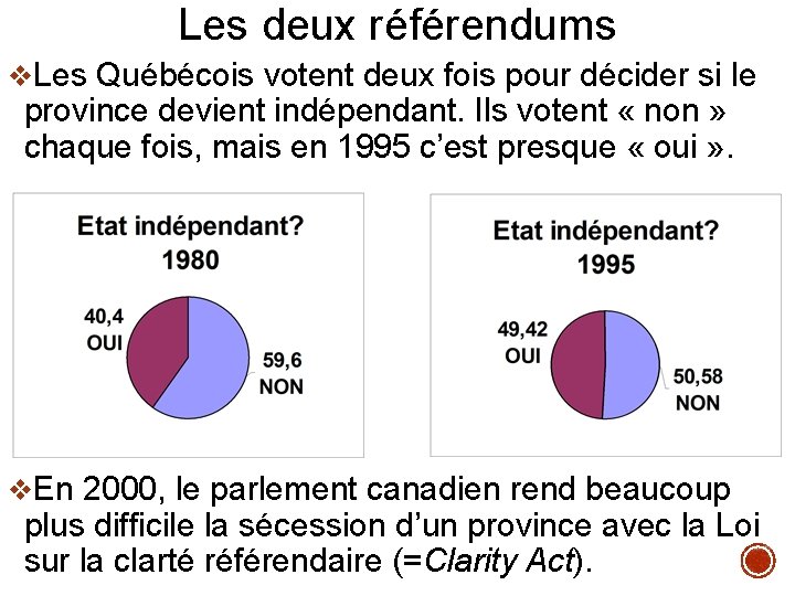 Les deux référendums v. Les Québécois votent deux fois pour décider si le province
