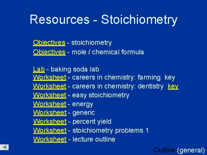 Resources - Stoichiometry Objectives - stoichiometry Objectives - mole / chemical formula Lab -