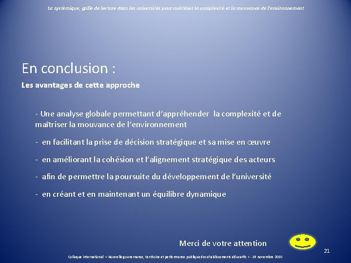 La systémique, grille de lecture dans les universités pour maîtriser la complexité et la