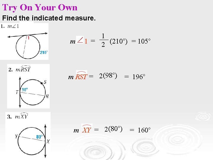 Try On Your Own Find the indicated measure. m 1 1 = 2 (210 Try On Your Own Find the indicated measure. m 1 1 = 2 (210