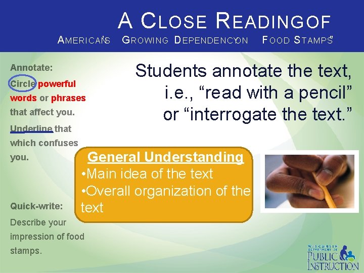 A C LOSE R EADING OF A M E RI C AN’S Annotate: Circle