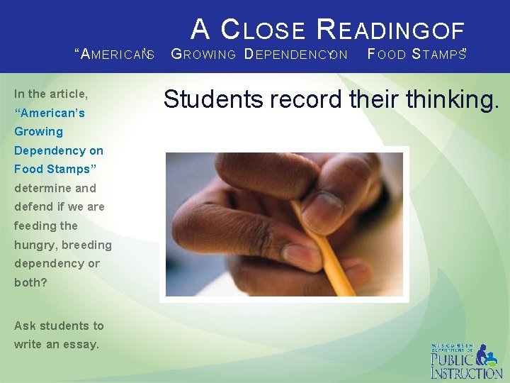 A C LOSE R EADING OF “ A ME RIC A N’S In the