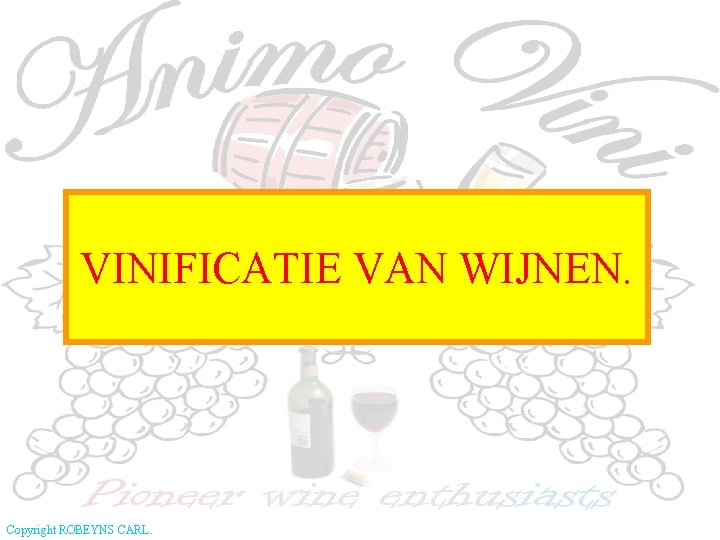 VINIFICATIE VAN WIJNEN. Copyright ROBEYNS CARL. 