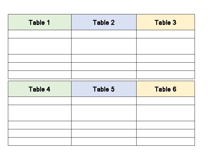 Table 1 Table 2 Table 3 Table 4 Table 5 Table 6 