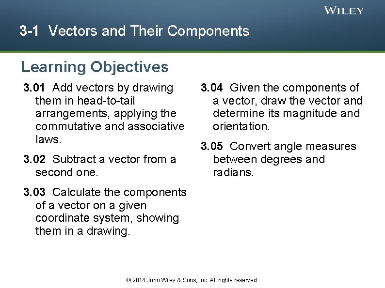 3 -1 Vectors and Their Components Learning Objectives 3. 01 Add vectors by drawing