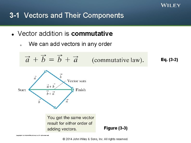 3 -1 Vectors and Their Components Vector addition is commutative o We can add