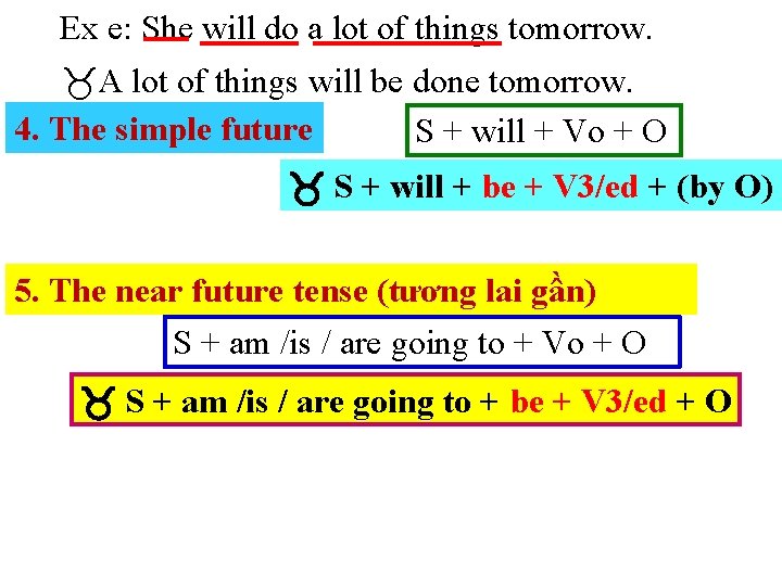 Ex e: She will do a lot of things tomorrow. A lot of things