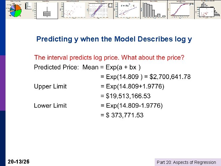 Predicting y when the Model Describes log y 20 -13/26 Part 20: Aspects of