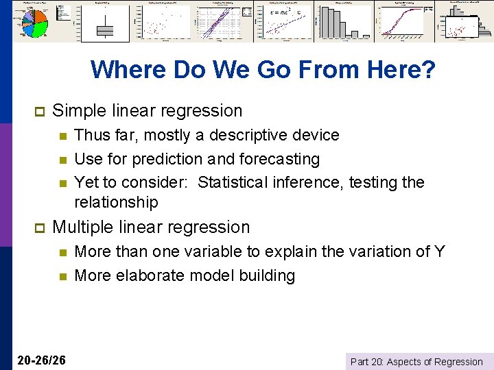 Where Do We Go From Here? p Simple linear regression n p Thus far,