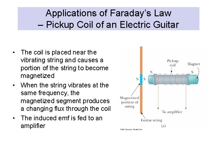 Applications of Faraday’s Law – Pickup Coil of an Electric Guitar • The coil