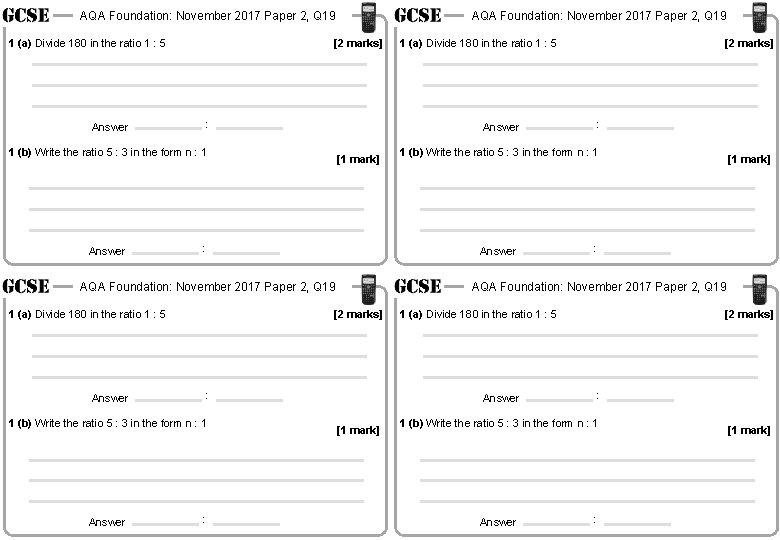 AQA Foundation: November 2017 Paper 2, Q 19 1 (a) Divide 180 in the