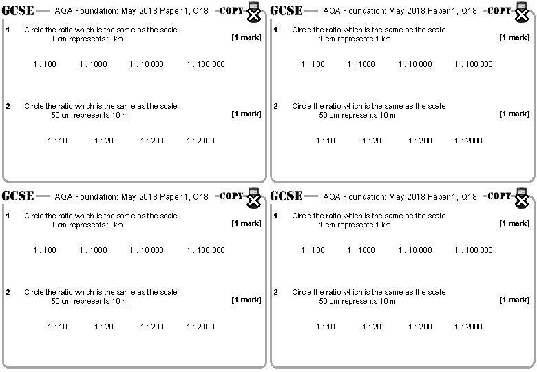AQA Foundation: May 2018 Paper 1, Q 18 1 Circle the ratio which is