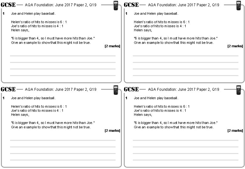 AQA Foundation: June 2017 Paper 2, Q 19 1 AQA Foundation: June 2017 Paper