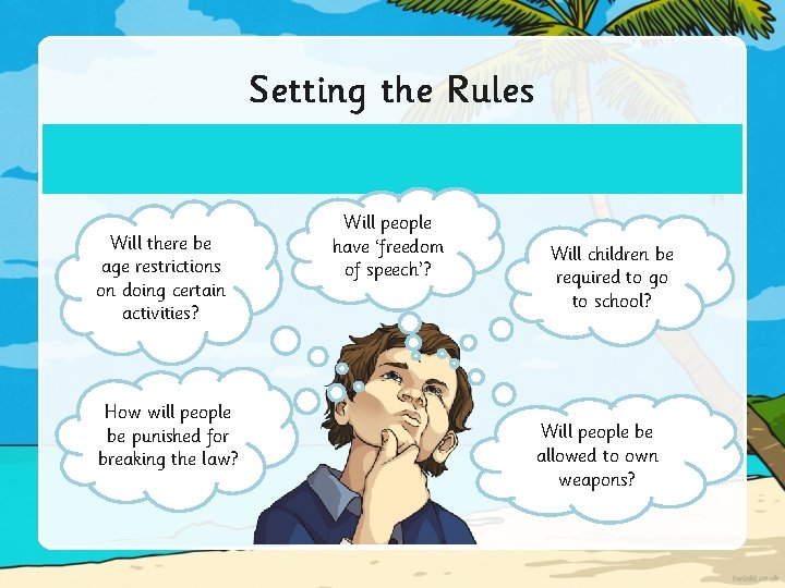 Setting the Rules Will there be age restrictions on doing certain activities? How will