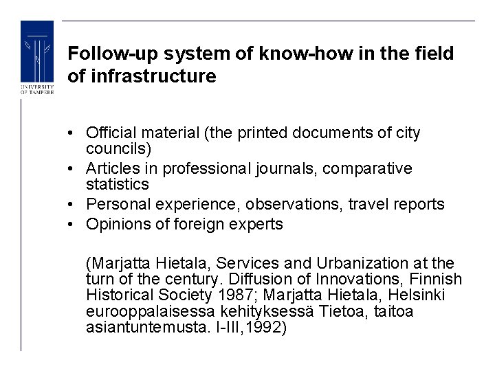 Follow-up system of know-how in the field of infrastructure • Official material (the printed
