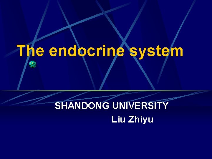 The endocrine system SHANDONG UNIVERSITY Liu Zhiyu 