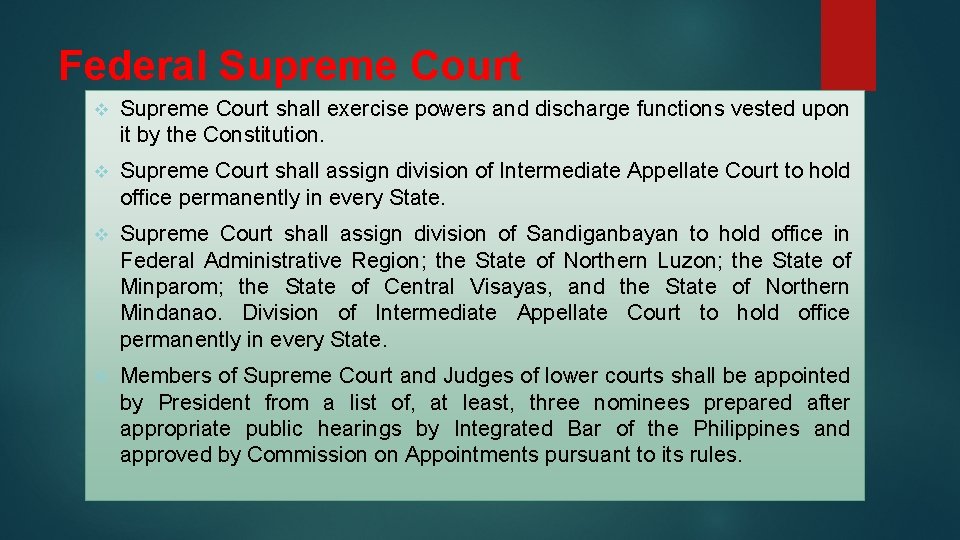 Federal Supreme Court v Supreme Court shall exercise powers and discharge functions vested upon