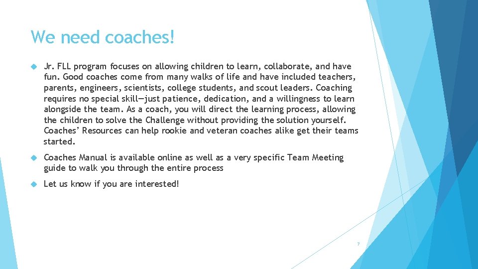 We need coaches! Jr. FLL program focuses on allowing children to learn, collaborate, and