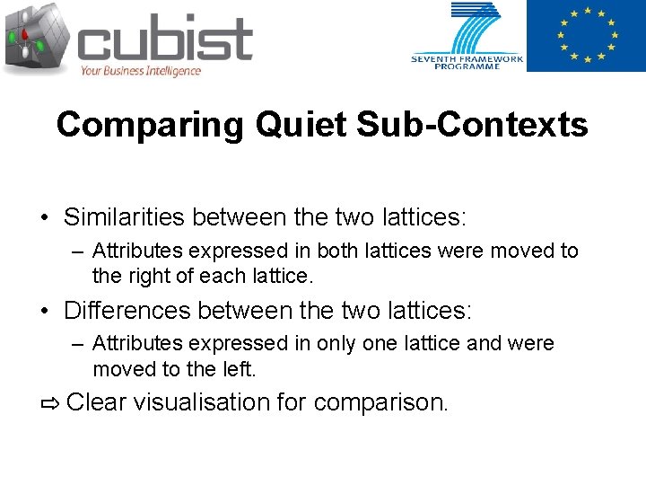 Comparing Quiet Sub-Contexts • Similarities between the two lattices: – Attributes expressed in both