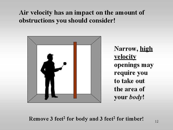 Air velocity has an impact on the amount of obstructions you should consider! Narrow,