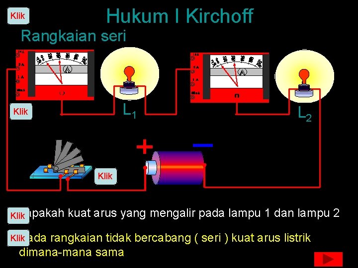 Klik Hukum I Kirchoff Rangkaian seri L 1 Klik L 2 Klik Berapakah kuat