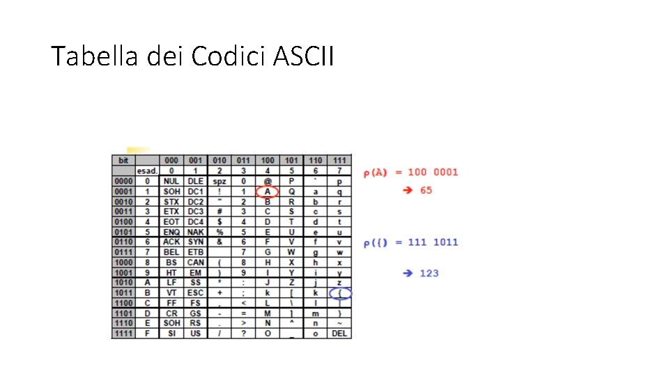 Tabella dei Codici ASCII 