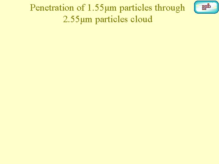 Penetration of 1. 55μm particles through 2. 55μm particles cloud 