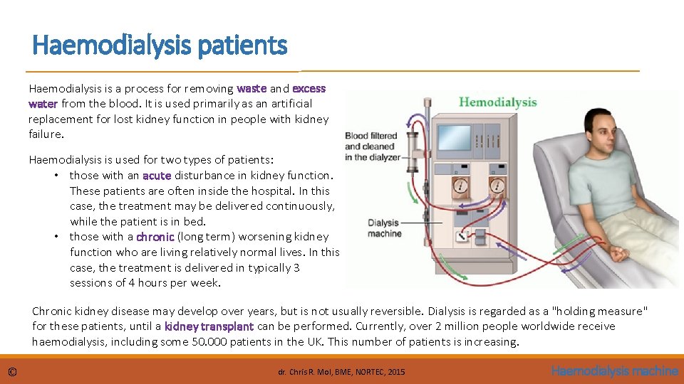 Haemodialysis patients Haemodialysis is a process for removing waste and excess water from the