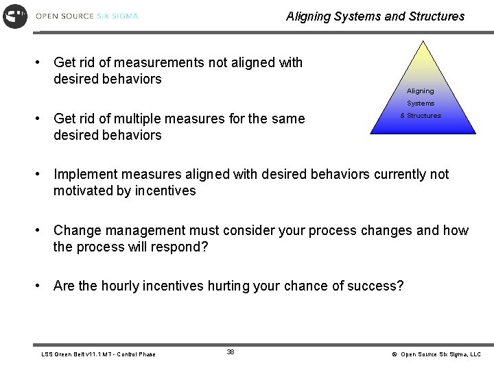 Aligning Systems and Structures • Get rid of measurements not aligned with desired behaviors