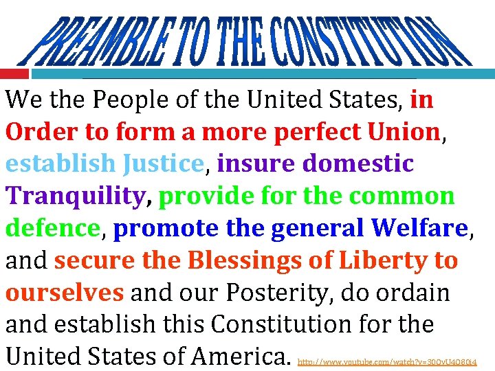 We the People of the United States, in Order to form a more perfect