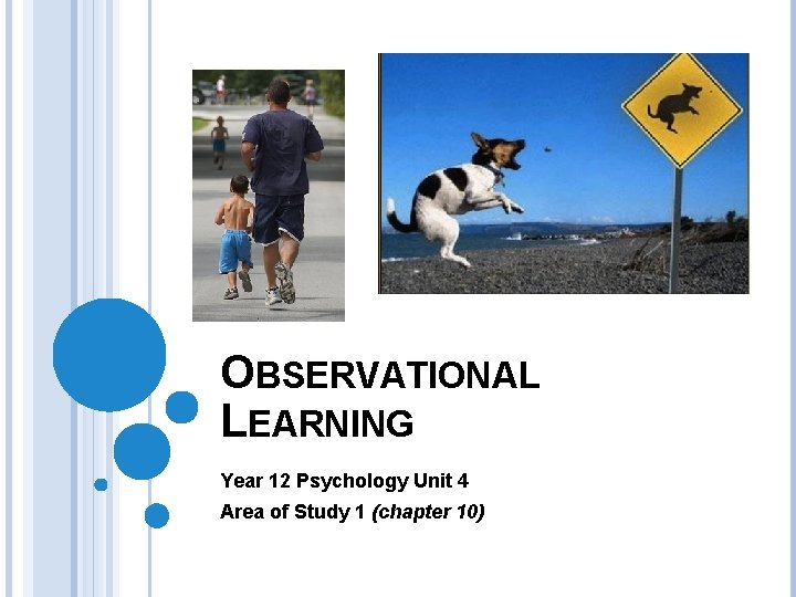 OBSERVATIONAL LEARNING Year 12 Psychology Unit 4 Area of Study 1 (chapter 10) 