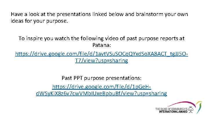 Have a look at the presentations linked below and brainstorm your own ideas for