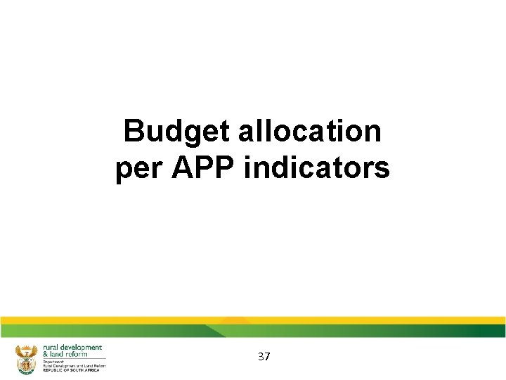 Budget allocation per APP indicators 37 