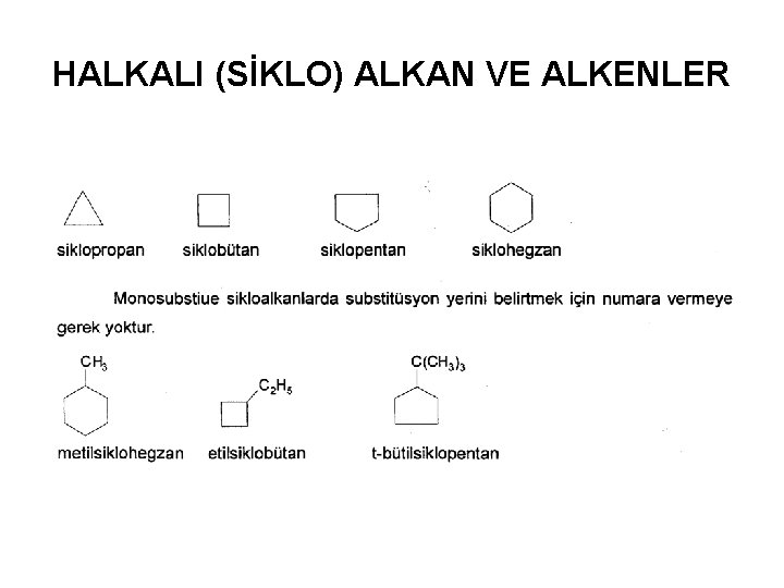 HALKALI (SİKLO) ALKAN VE ALKENLER 