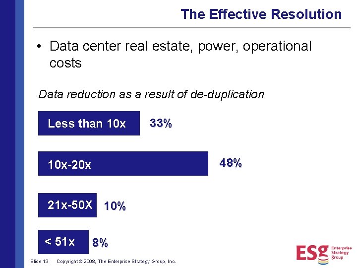 The Effective Resolution • Data center real estate, power, operational costs Data reduction as