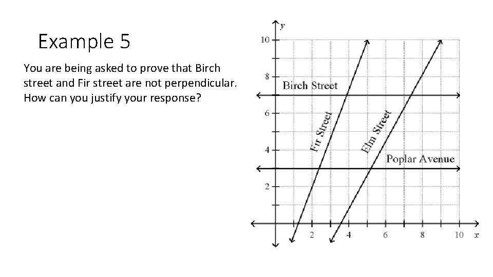 Example 5 You are being asked to prove that Birch street and Fir street