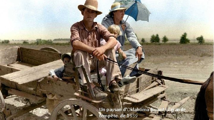 Un paysan d'Oklahoma fuyant la grande tempête de 1939 