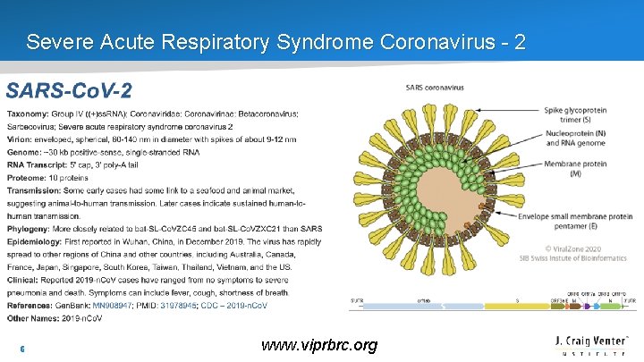 Severe Acute Respiratory Syndrome Coronavirus - 2 6 www. viprbrc. org 