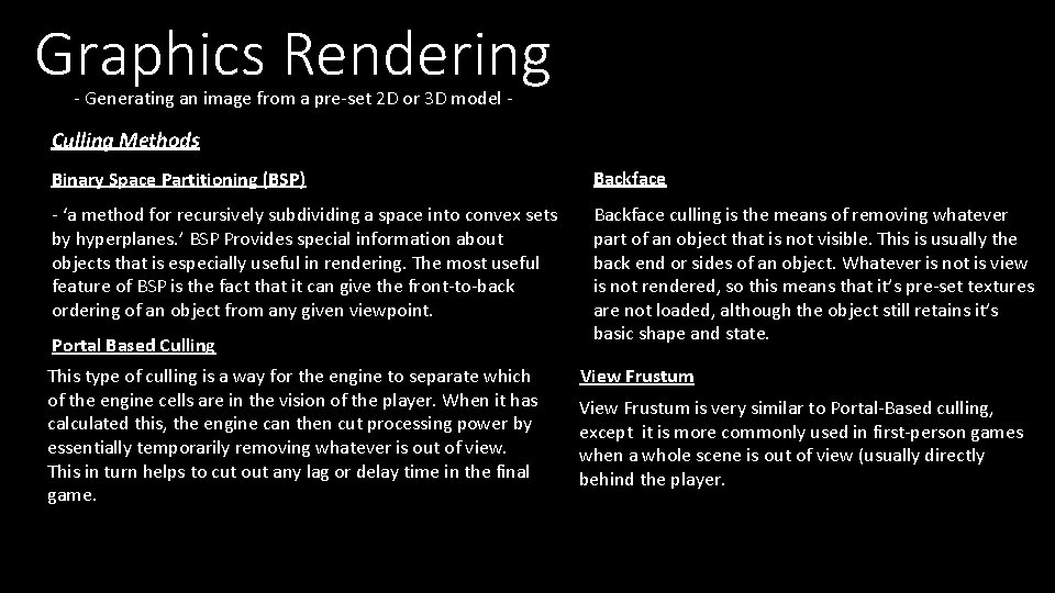 Pre Rendered Graphics Examples Graphics Rendering Generating an image from a preset