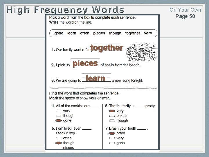 On Your Own Page 50 together pieces learn 