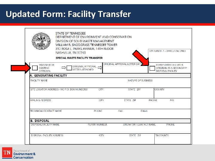 Updated Form: Facility Transfer 