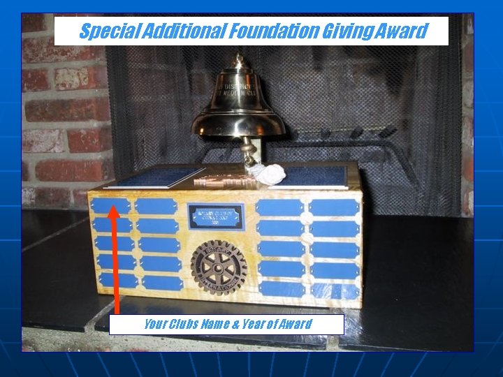 Special Additional Foundation Giving Award Your Clubs Name & Year of Award 