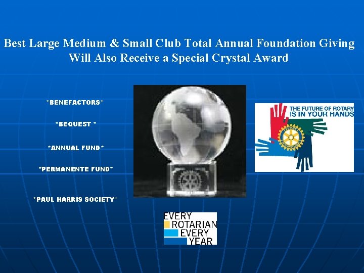 Best Large Medium & Small Club Total Annual Foundation Giving Will Also Receive a