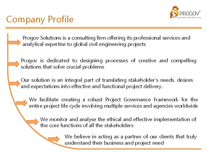 Company Profile Progov Solutions is a consulting firm offering its professional services and analytical