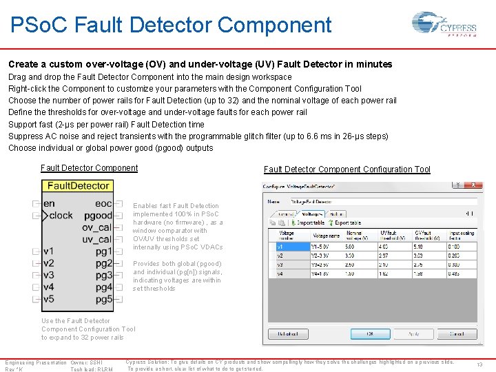 PSo. C Fault Detector Component Create a custom over-voltage (OV) and under-voltage (UV) Fault