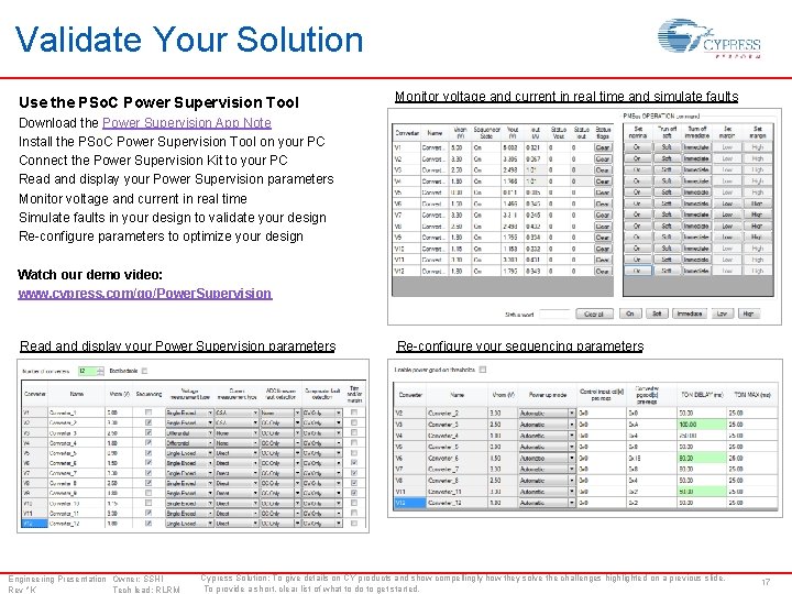 Validate Your Solution Use the PSo. C Power Supervision Tool Monitor voltage and current