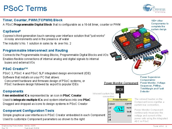 PSo. C Terms Timer, Counter, PWM (TCPWM) Block 100+ other Components to complete the